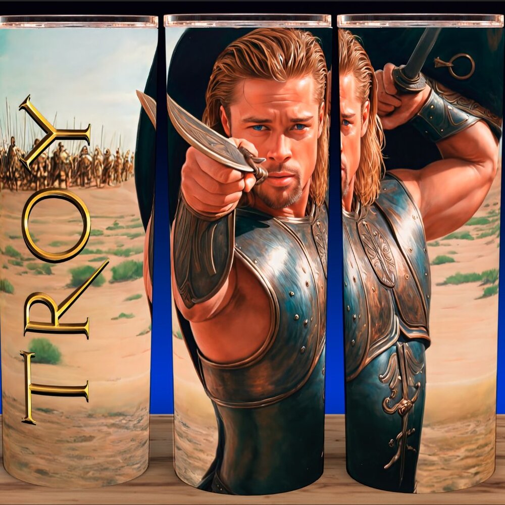 Troy 2004 Achilles - Brad Pitt Painting Movie Cup Mug Tumbler